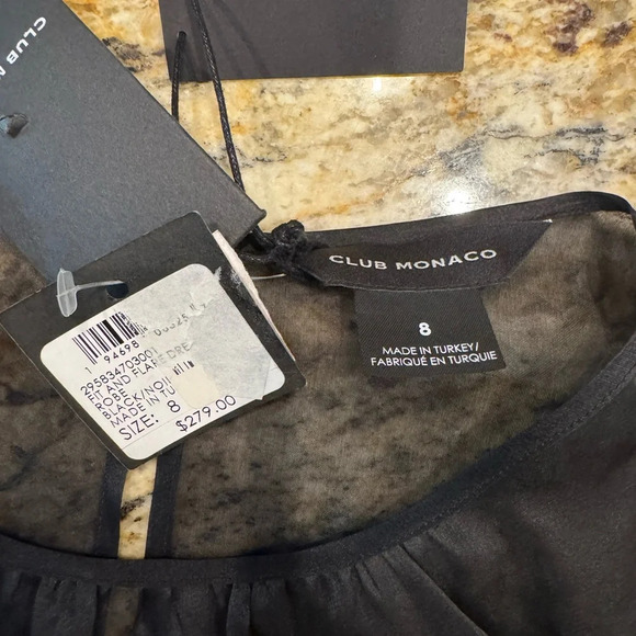 NWT Black Club Monaco Fit and Flare Black Dress Size 8 - Picture 3 of 10